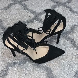 Black Point Toe Tie Up Heels